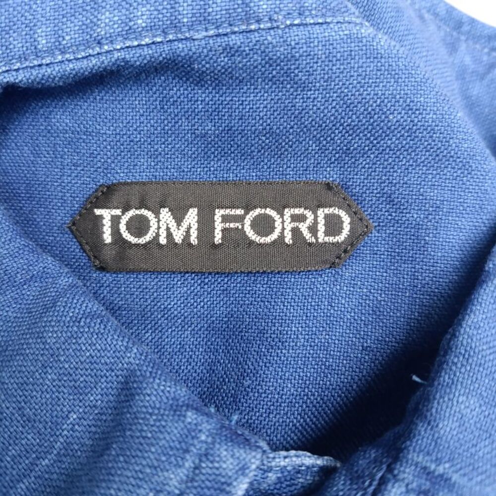 Tom Ford Button-Down Slim-Fit Denim Shirt In Blue Cotton View 2